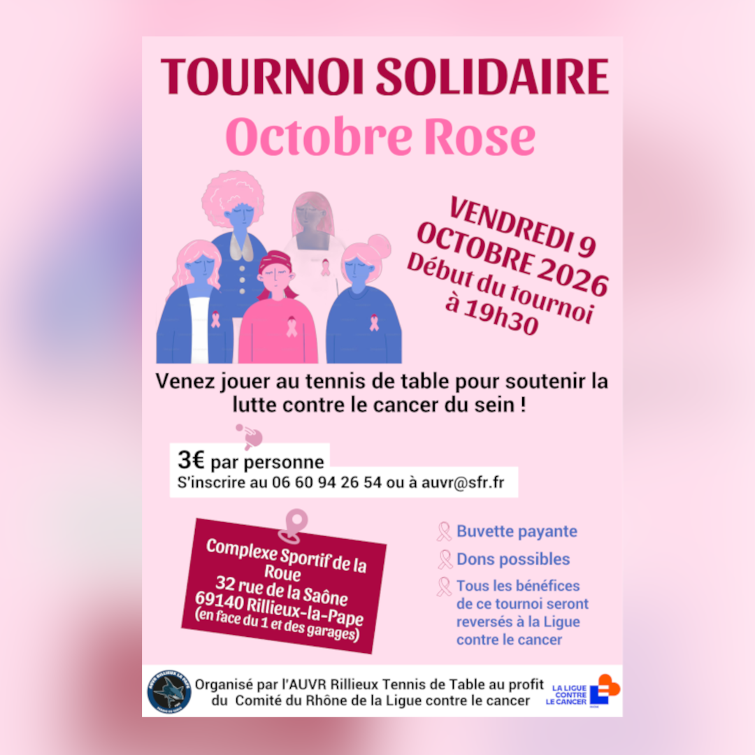 Tournoi Octobre Rose - Vendredi 9 octobre