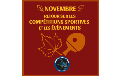 NOUVELLES DU CLUB DU MOIS DE NOVEMBRE